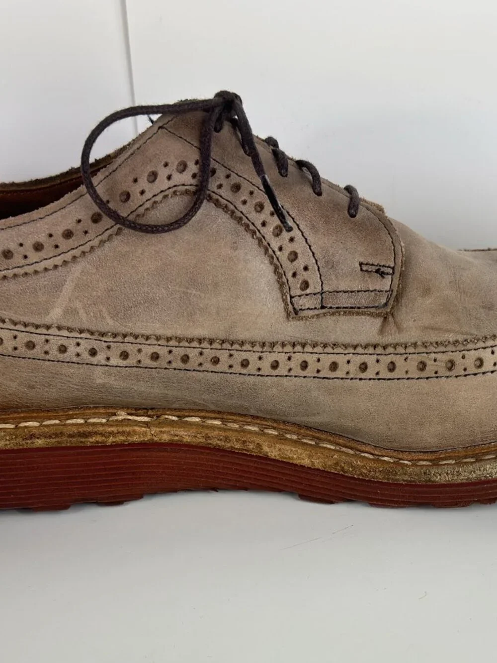 Allen Edmonds Shannon Drive Men's Dress Shoes Oxford Wingtip Tan US 11 D